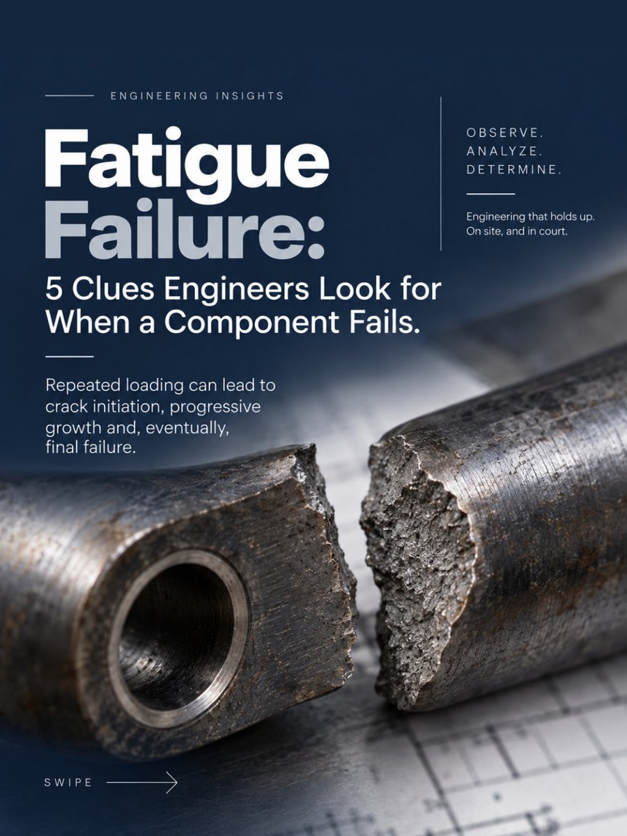 Fatigue failure — fractured steel component