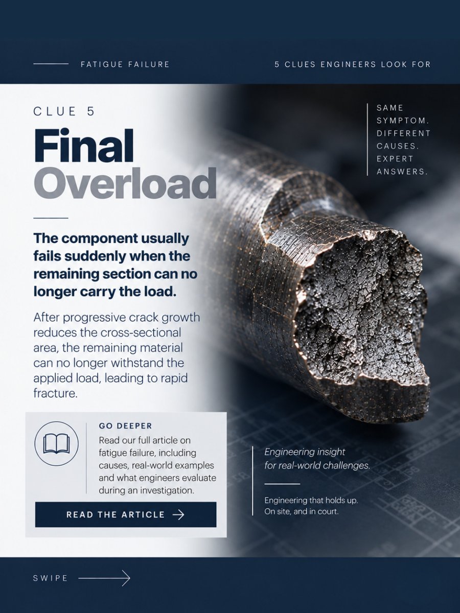 Final overload fracture of a steel component
